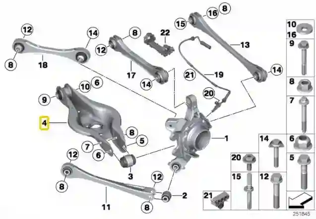 Rear lower camber arms (made of aluminum) BMW F2x, F3x G2x G42 Z4 G29 Supra A90 Gray