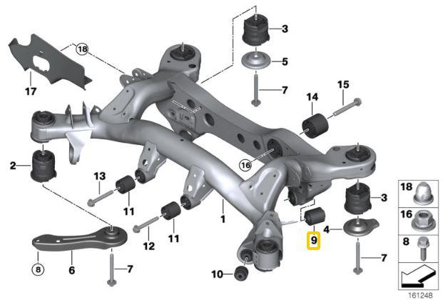 Aluminium bussen achtersubframe BMW E8x, E9x, F87 M2, F80 M3, F82 M4, G87 M2, G80 M30, G82/83 M4
