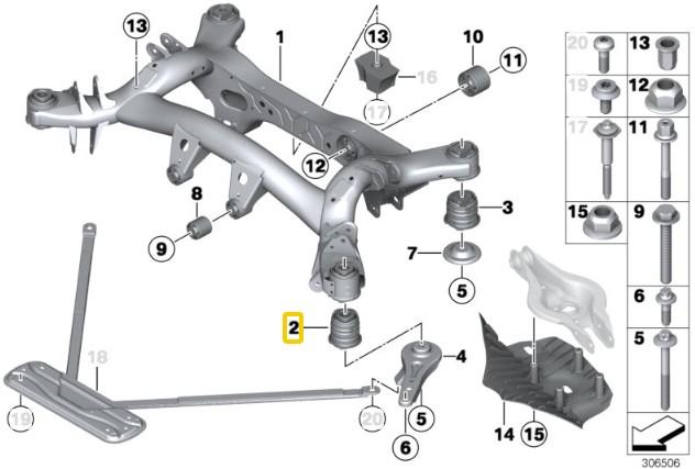 Aluminium bussen achtersubframe BMW F2X, F3X (niet M-modellen)