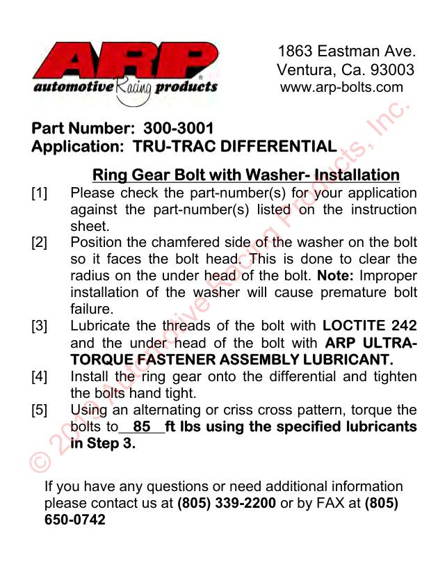 Tru-Trac ringtandwielboutenset