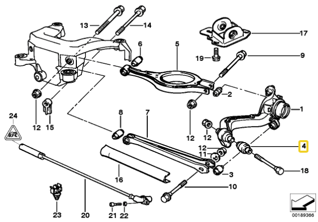 Draagarmbussen achter (aluminium behuizing met lager) BMW E36, E46