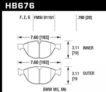 HB676B.780 - Hawk HPS 5.0 Brake Pads front E6x M5 M6