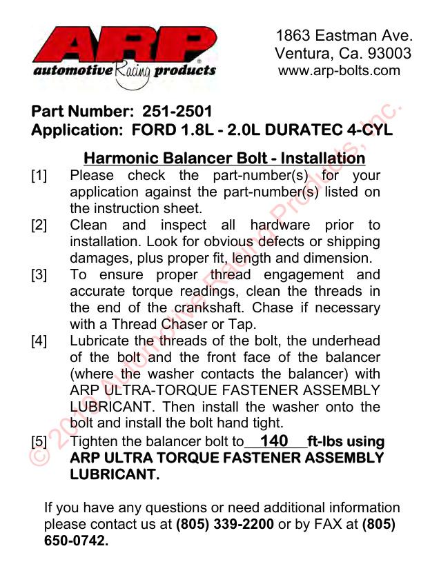 Ford Duratech balancerboutset