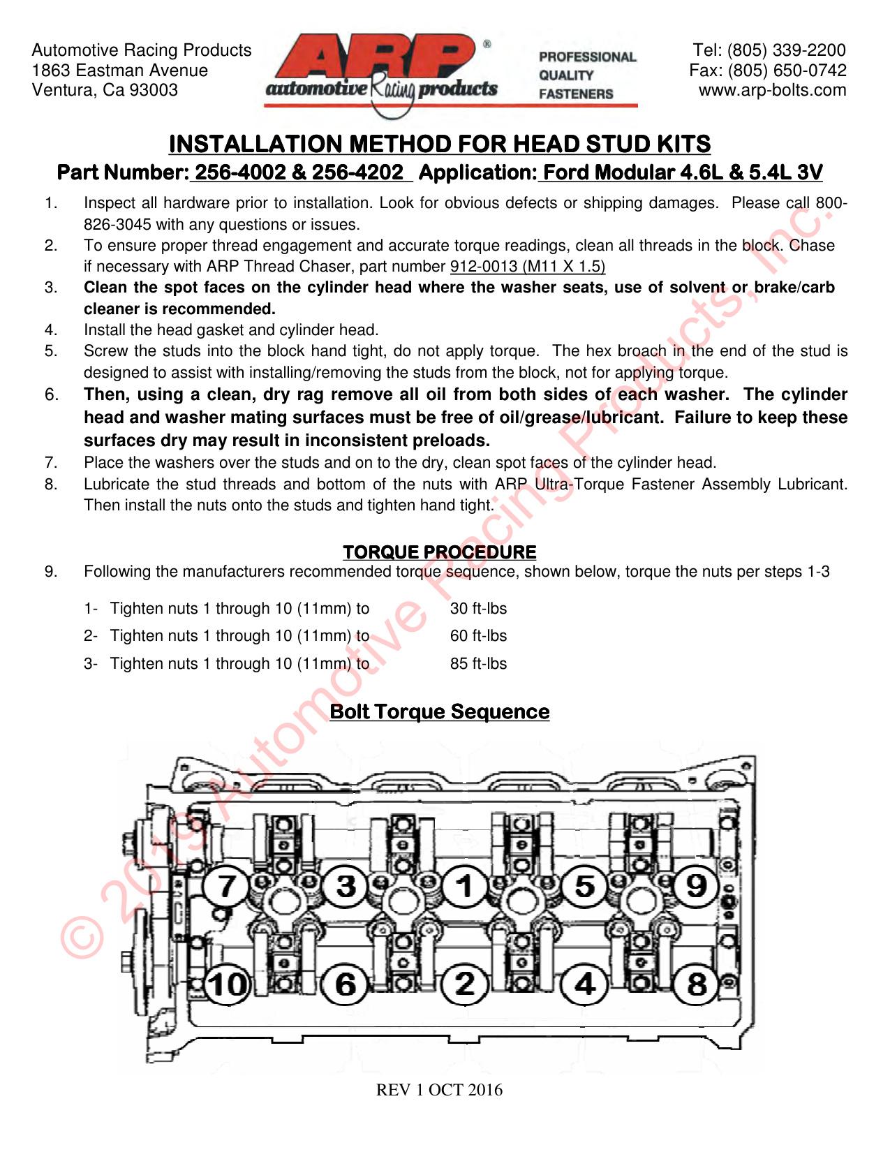 Ford Modular 4.6/5.4L 3-kleppen 12pt kopboutset