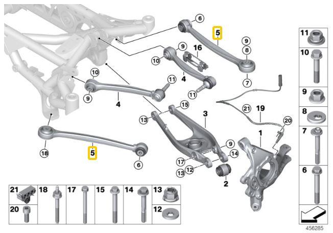 Achter verstelbare onderste camberarmen BMW F87 M2, F80 M3, F82/F83 M4, G87 M2, G80 M30, G82/83 M4