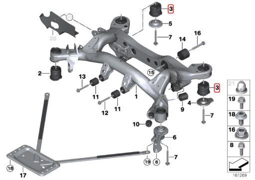 Aluminium bussen achtersubframe BMW E8x, E9x (niet M-modellen)