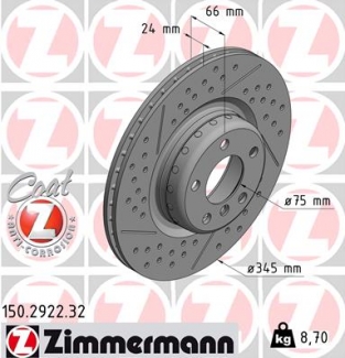 Rear perforated brake discs Zimmermann 345mm F20-23, F30 (set of 2)
