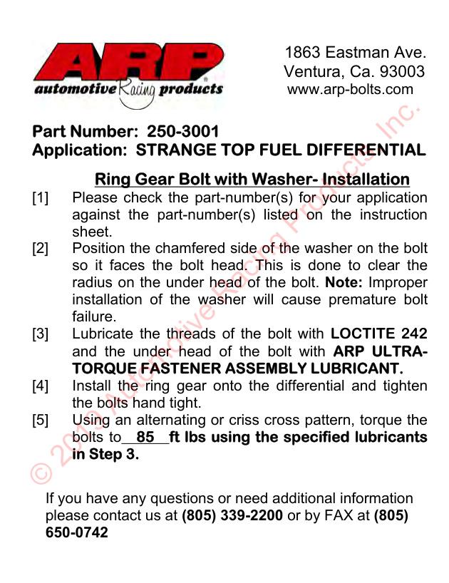 Ford Strange Top Fuel ringtandwielboutenset