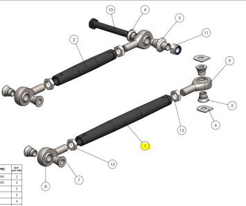 MRT-20005-12 vervangende aluminium stang