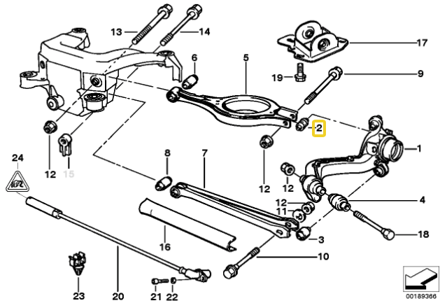 Draagarmbussen achter aluminium behuizing met lager BMW E36, E46, E85, E86, E89 4 stuks