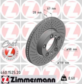 Front perforated brake discs Zimmermann 911, cayman and boxster