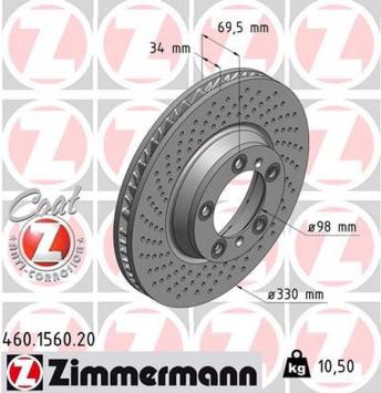 Front perforated brake discs Zimmermann 911 996/997/718 330x34mm