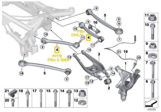 Achter verstelbare bovenste camberarmen BMW F87 M2, F80 M3, F82/F83 M4, G87 M2, G80 M30, G82/83 M4
