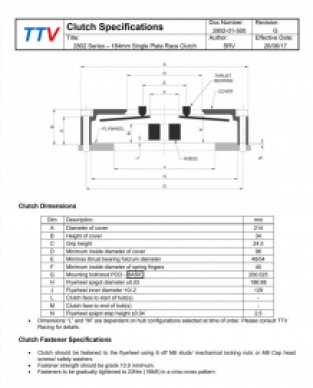 TTV 184mm enkelplaats race clutch