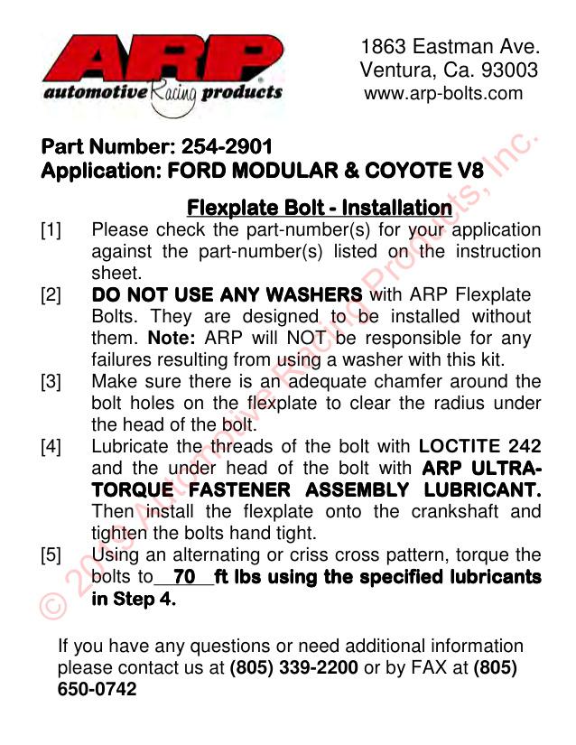 Ford Mod 4.6/5.4 flexplate-boutset