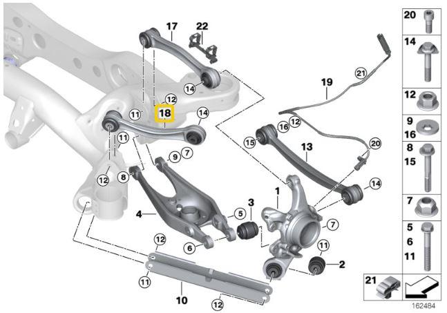 Achter verstelbare geleidestangen BMW E8x, E9x - Zilver, Alumiunium