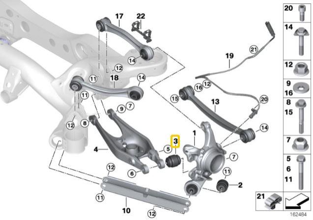 Achterwieldrager – onderste draagarmbussen (aluminium behuizing met lager) BMW E8x, E9x