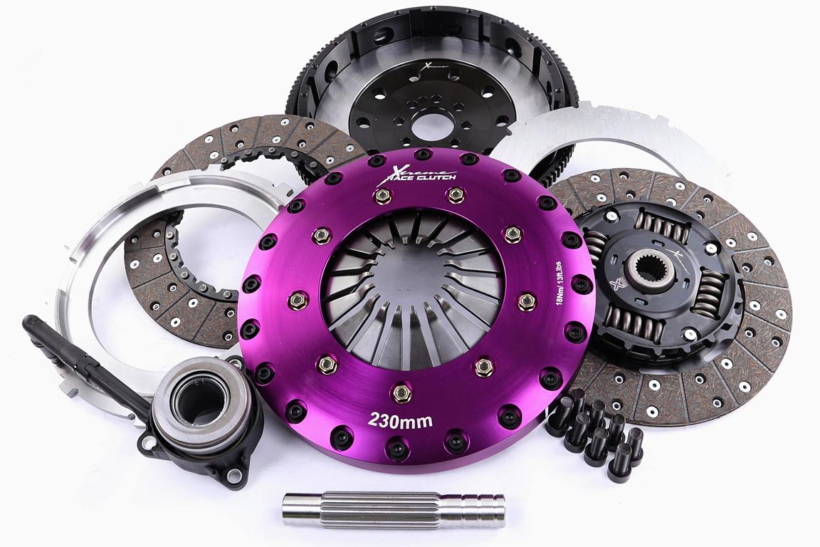 Xtreme Performance - 230mm Sprung hub Organic Twin Plate Clutch Kit Incl Flywheel & CSC 1000Nm A3 (8P1) 1.8 TFSI