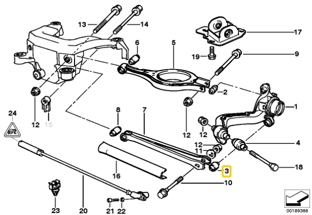 Draagarmbussen achter aluminium behuizing met lager BMW E36, E46, E85, E86, E89 4 stuks