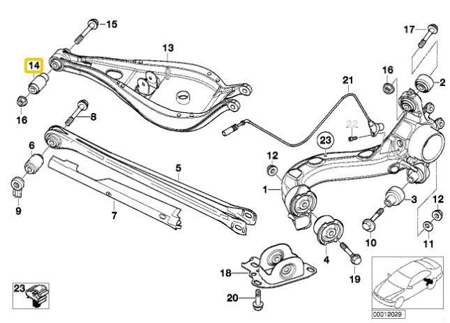 Draagarmbussen bovenaan achter (aluminium behuizing met lager) BMW E36, E46, E85, E86, E89
