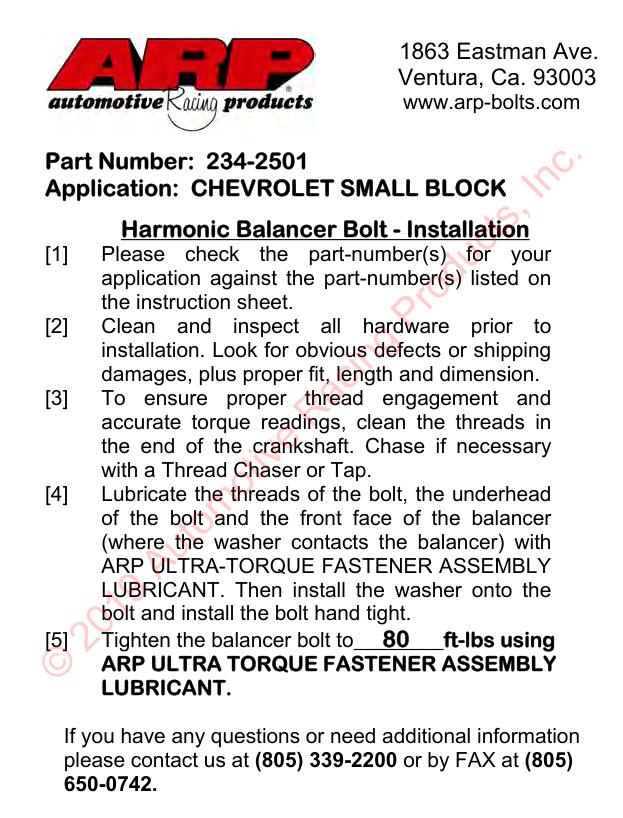 SB Chevy harmonische balancerboutset