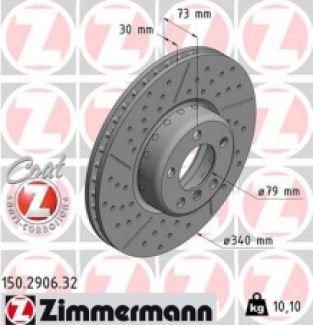 Front perforated and grooved brake discs Zimmermann 340mm F20-23, F30 - F36