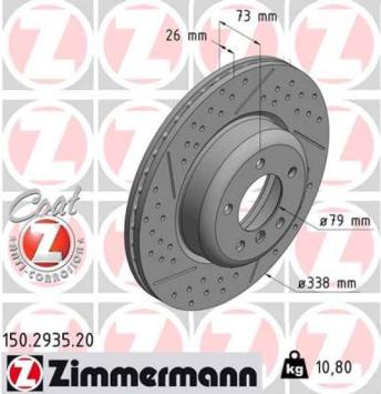 Zimmermann 338x26 enkeldelige sport remschijven (135i/M performance vooras)